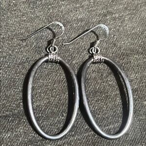 .925 Sterling MILOR real Silver Fine Jewelry Curved Oval Hoop Earrings Vtg 1990s